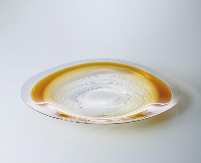 線刻硝子大皿「静謐」
