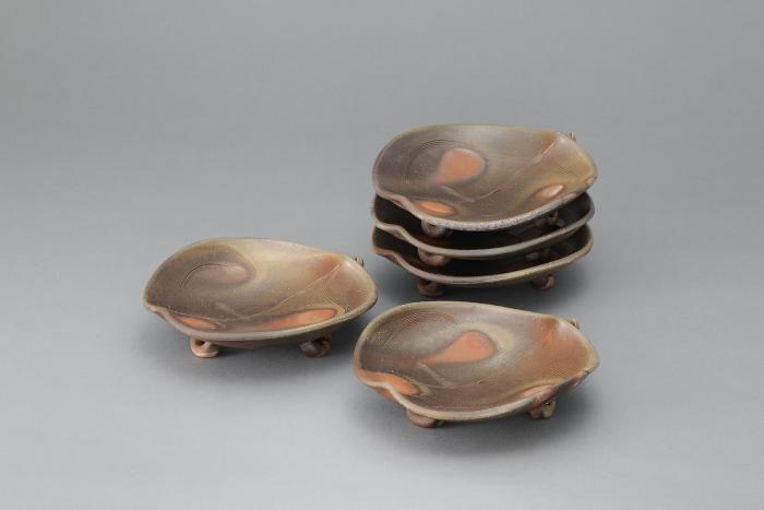 備前窯変組葉皿