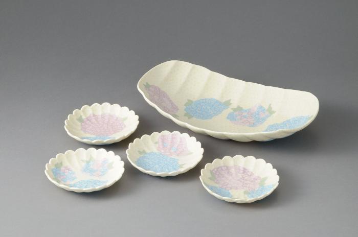 練り込み組皿　紫陽花