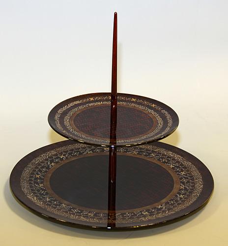 籃胎網代蒔絵盛器