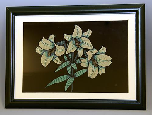 彫漆額「百合」