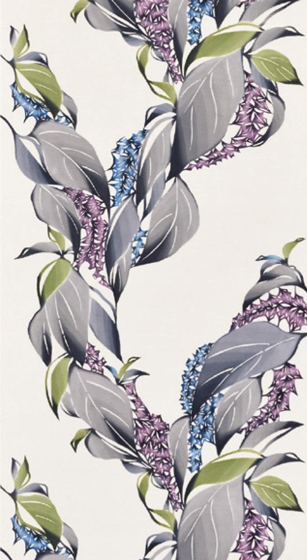 型絵染帯「令法の花文」