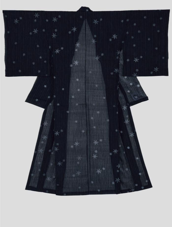 麻縮着物「雪・はらり」