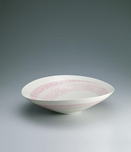 米白磁波文彩鉢