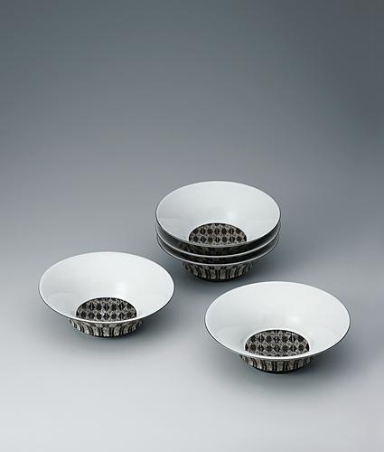 幾何紋銀彩組鉢