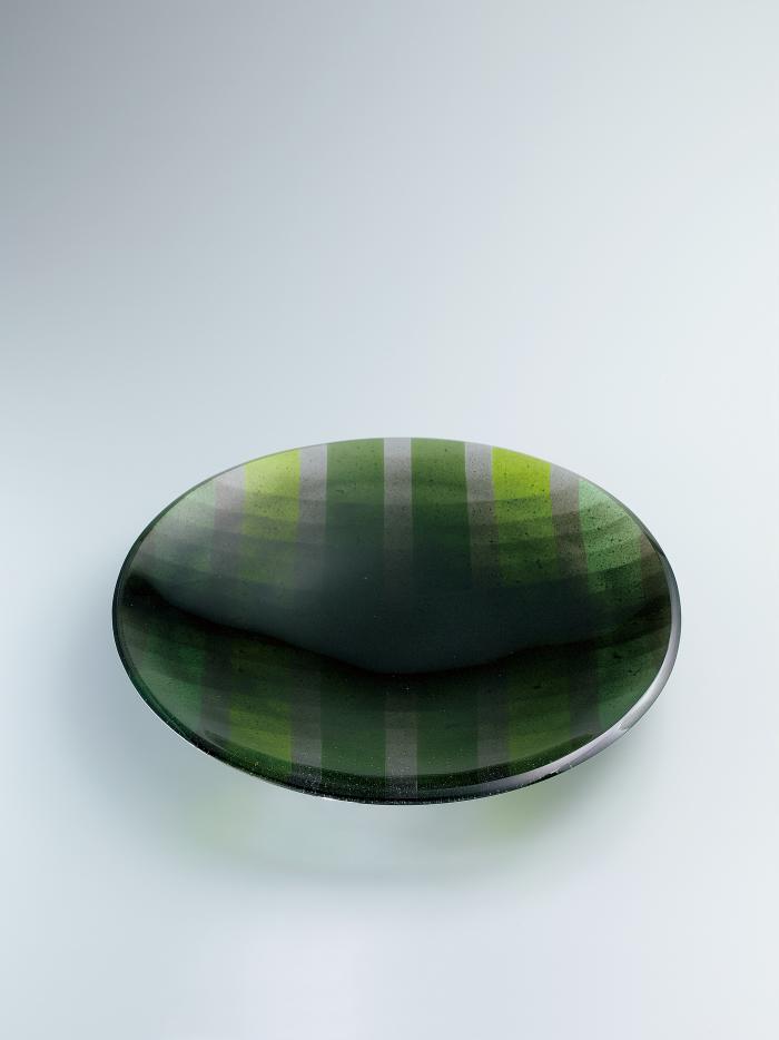 緑色織文様硝子鉢