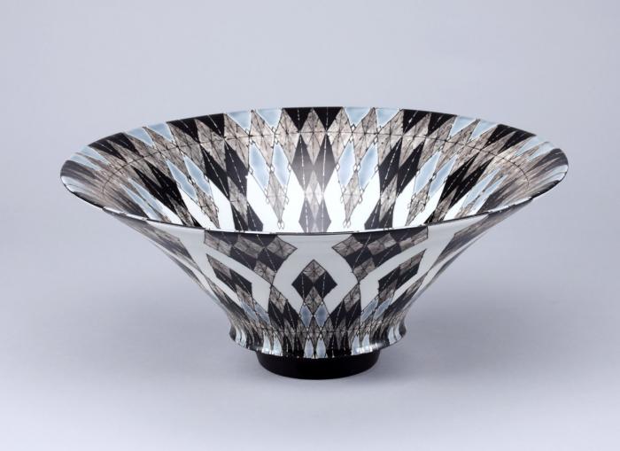 幾何紋銀彩鉢