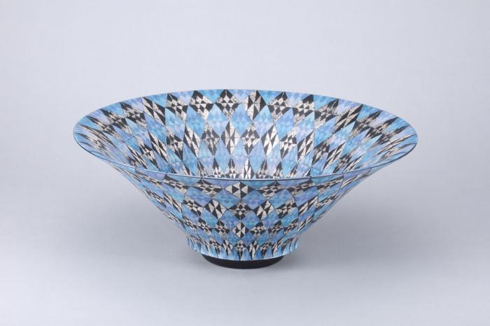 幾何紋銀彩鉢